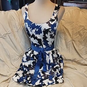 Elegant Blue and White Floral Dress